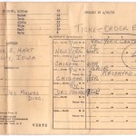 Vilciena biļete visai Simsonu ģimenei, iebraucot ASV, 1951.g.