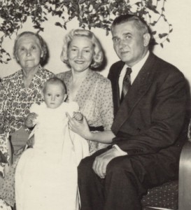 Vera and Alberts with their daughter Līga Britta on her day of christening, 1954.