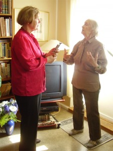 Vera in discussion with Māra Zirnīte, 2011.